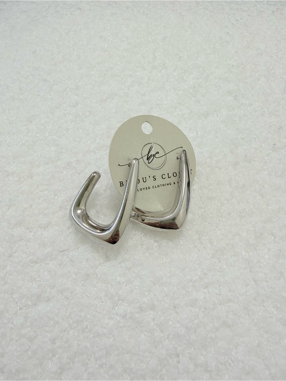 Polished Silver Curved Hoop Earrings for Men — By
